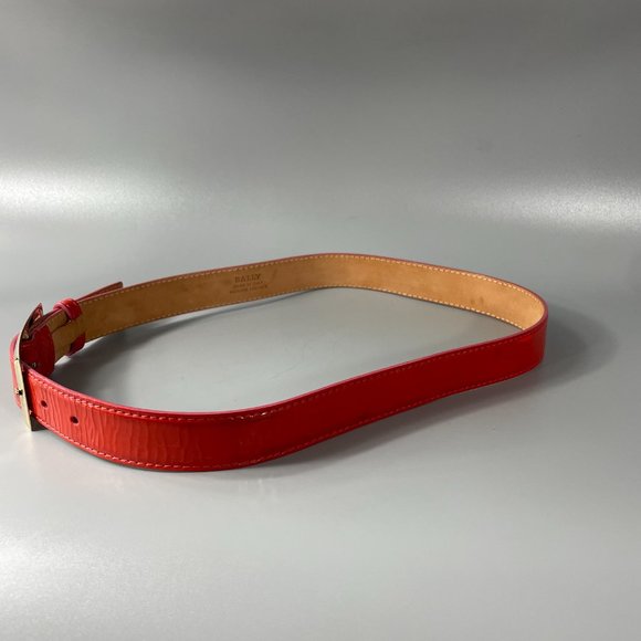Bally Orange-red Patent Leather Belt, Size 34\'\' / 85 CM